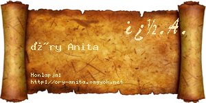 Őry Anita névjegykártya